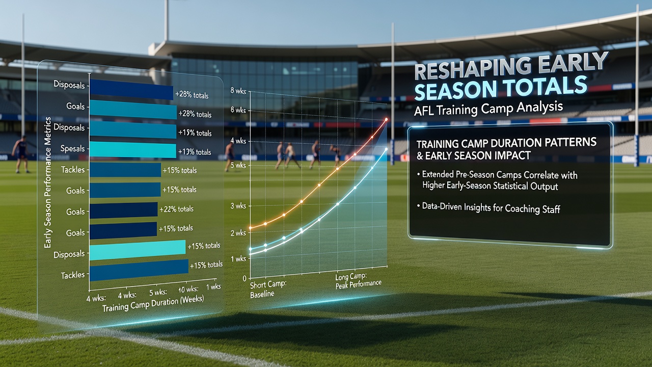Coaches reviewing training data on tablets during an Australian rules football pre-season camp