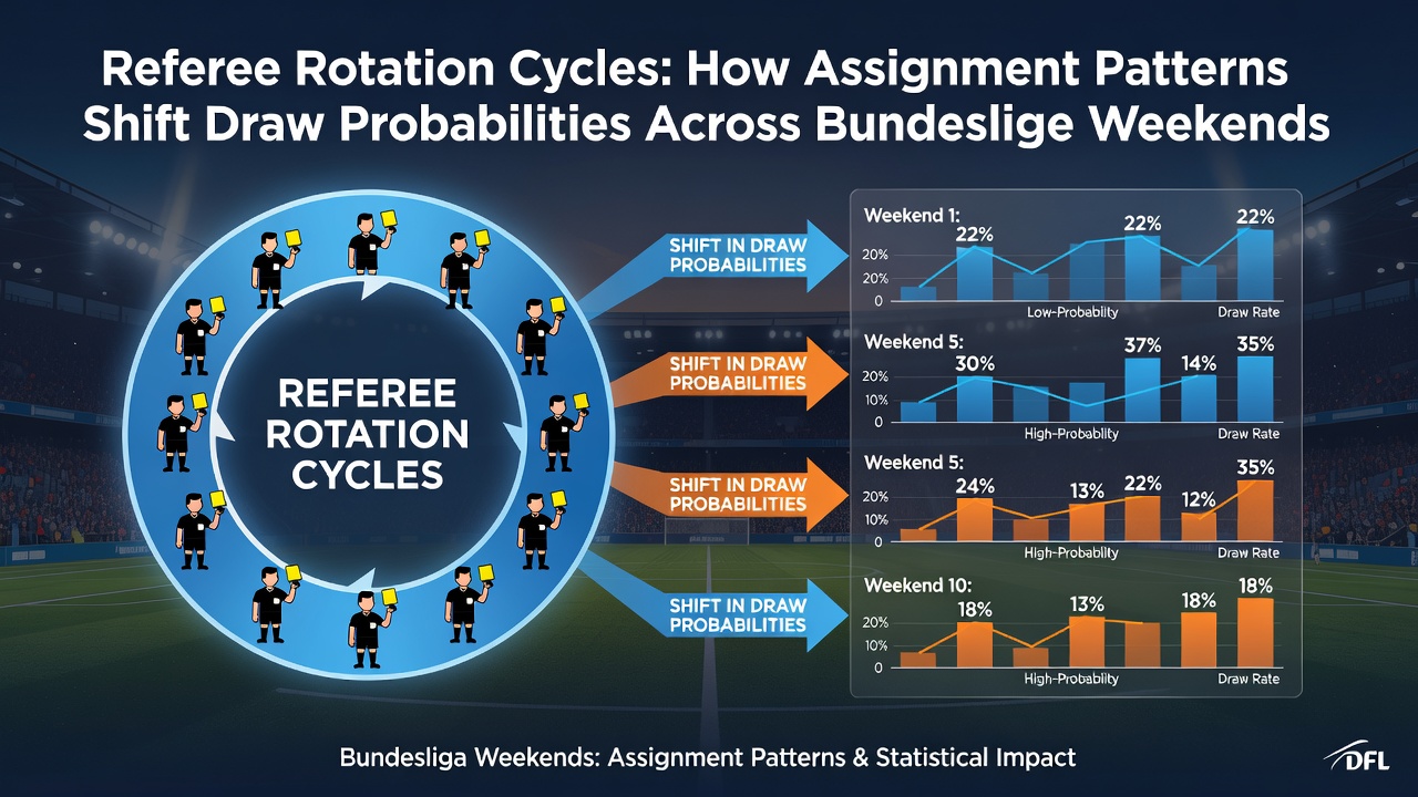 Bundesliga referee assignment chart displaying rotation patterns across multiple matchdays