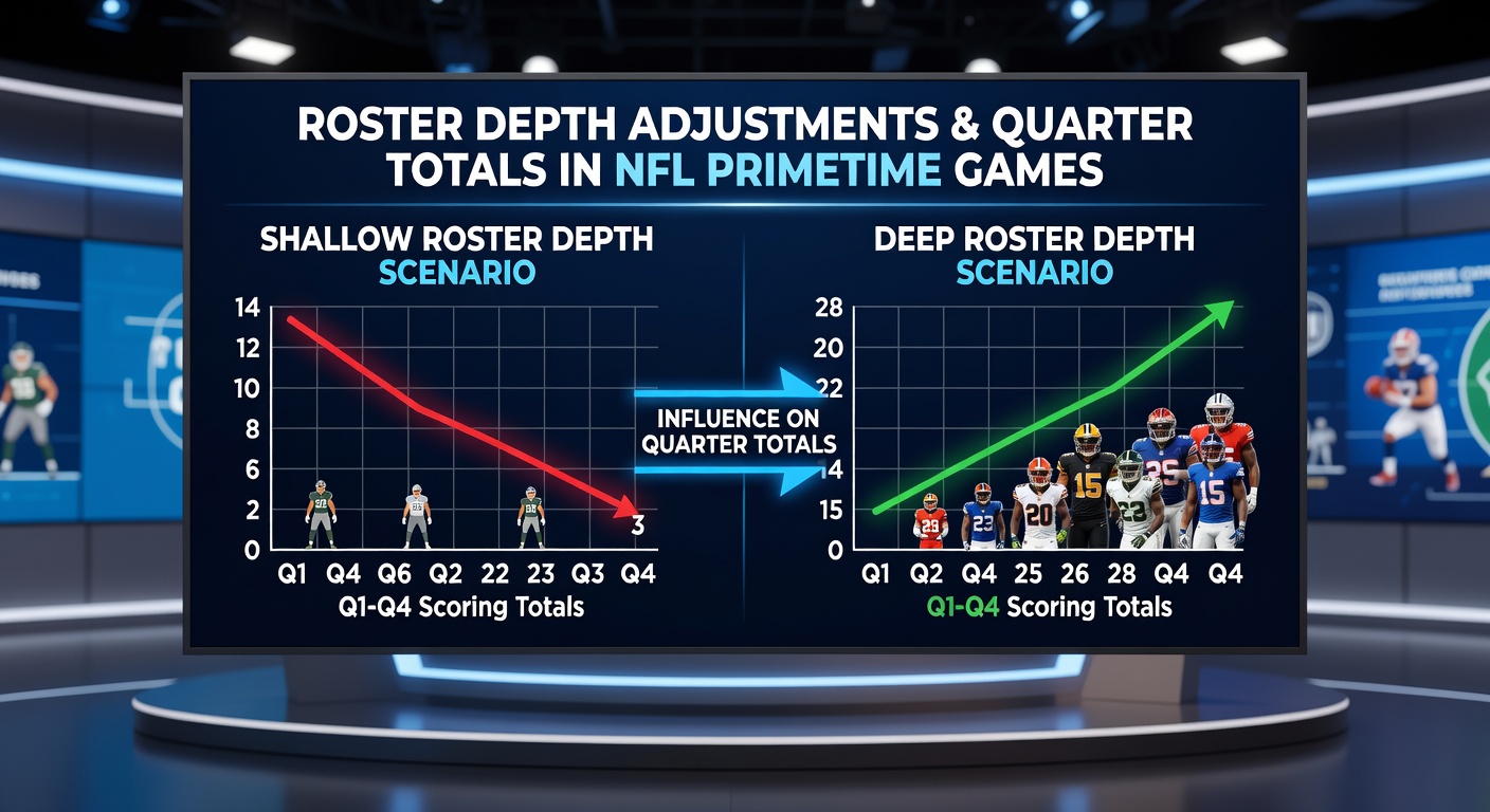 Coaches reviewing depth chart adjustments on tablets during an NFL primetime broadcast