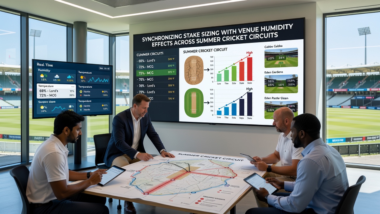 Bettors reviewing humidity data charts alongside live cricket match statistics
