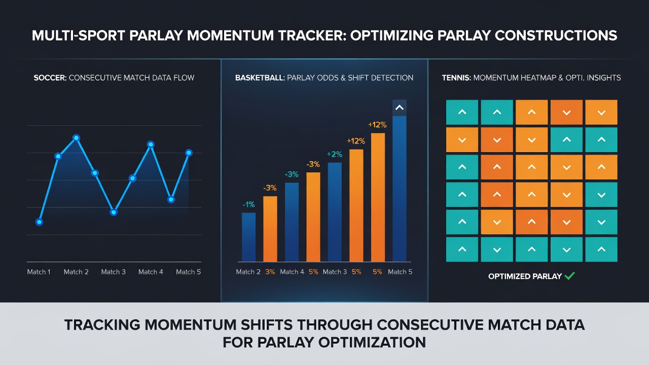 Data dashboard displaying momentum shifts and allocation tiers for cross-sport parlays