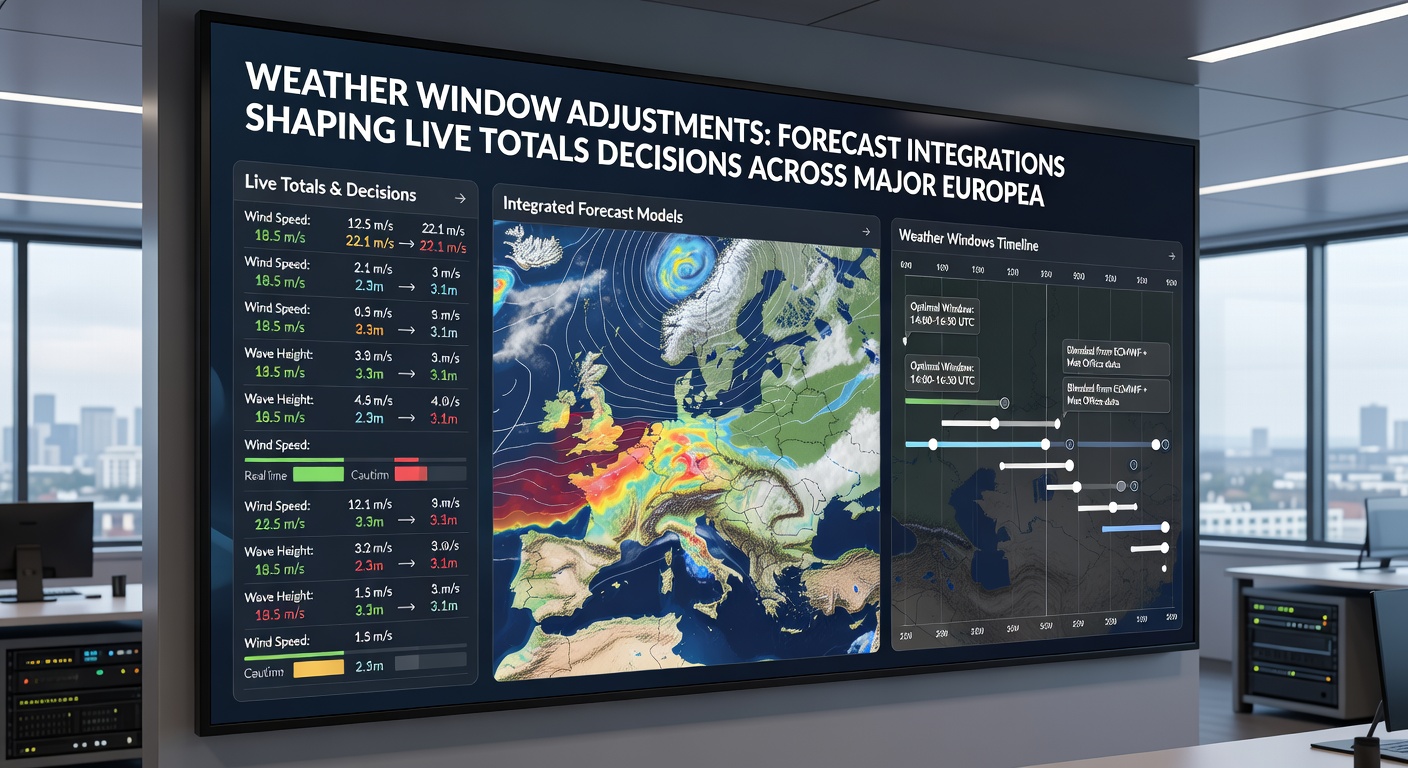 Live dashboard showing weather-adjusted totals markets during a European soccer match